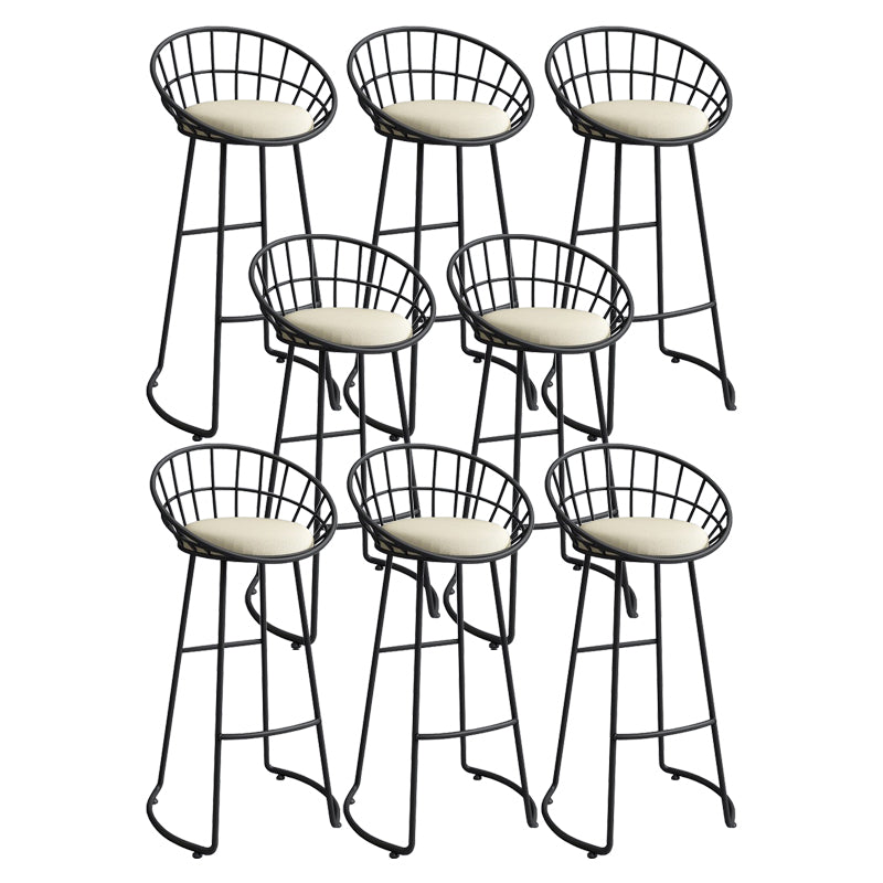 Modern Low Back Upholstered Indoor Bar Stools with Metal Base