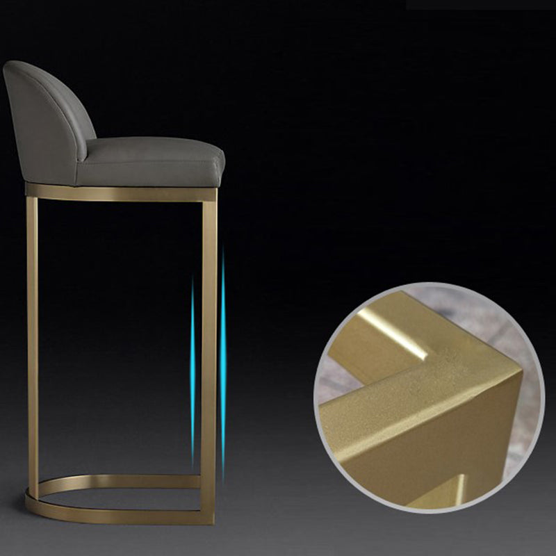 Modern Low Back Upholstered Indoor Bar Stools with Metal Base