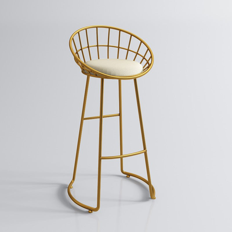 Modern Low Back Upholstered Indoor Bar Stools with Metal Base