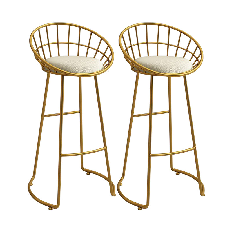Modern Low Back Upholstered Indoor Bar Stools with Metal Base