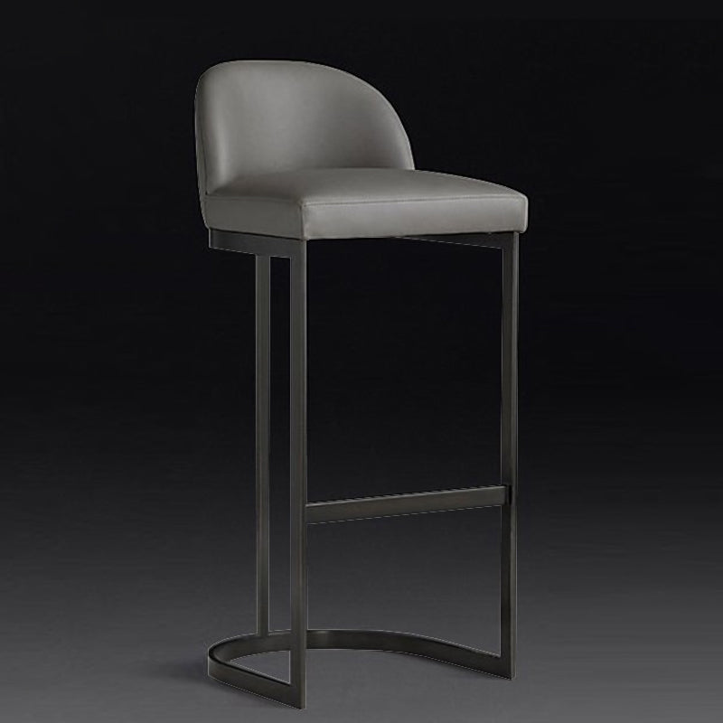 Modern Low Back Upholstered Indoor Bar Stools with Metal Base
