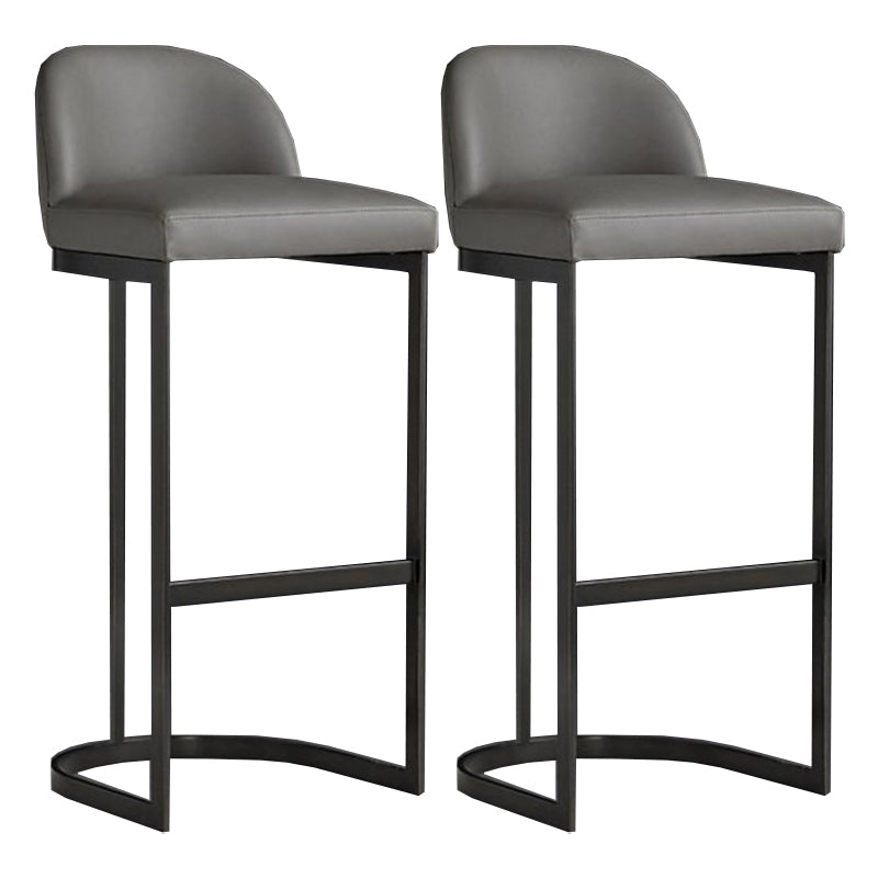 Modern Low Back Upholstered Indoor Bar Stools with Metal Base