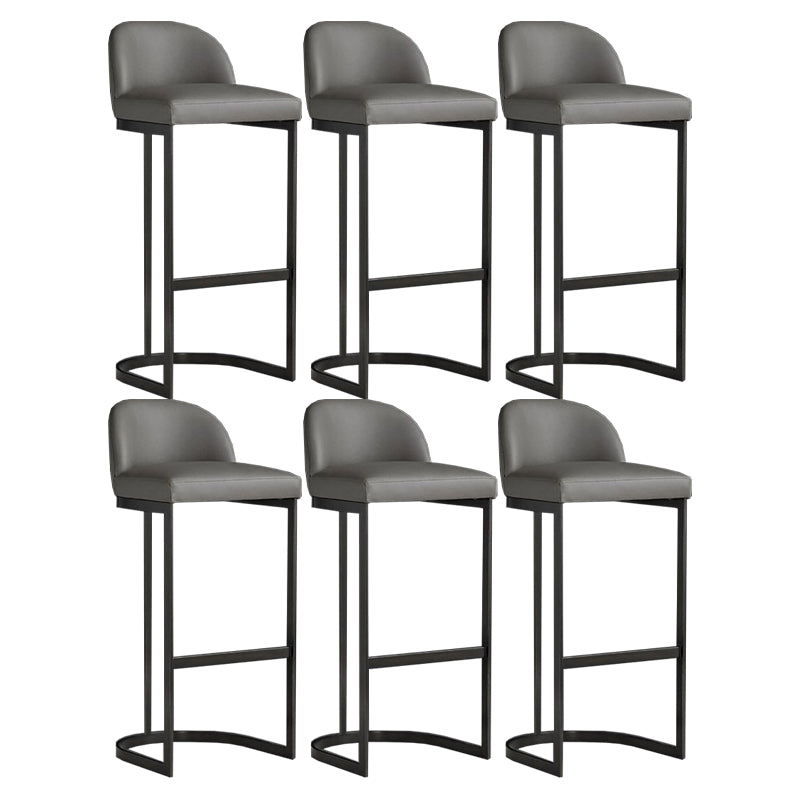 Modern Low Back Upholstered Indoor Bar Stools with Metal Base