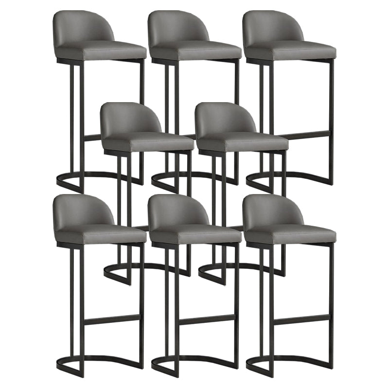 Modern Low Back Upholstered Indoor Bar Stools with Metal Base