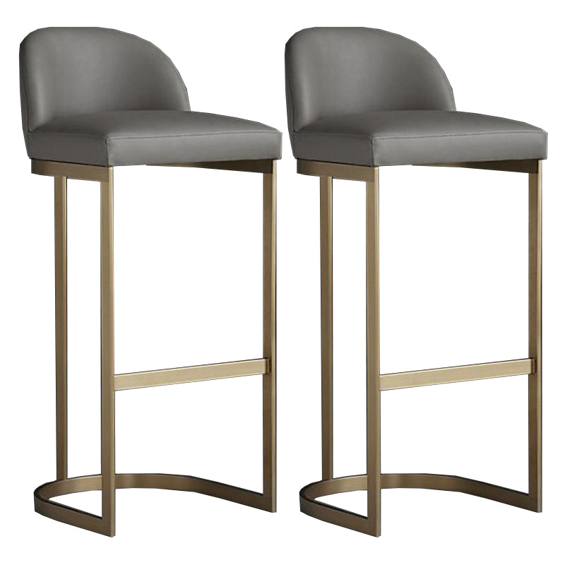Modern Low Back Upholstered Indoor Bar Stools with Metal Base