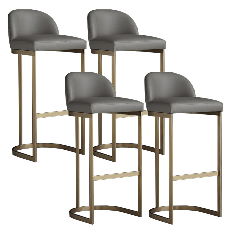 Modern Low Back Upholstered Indoor Bar Stools with Metal Base