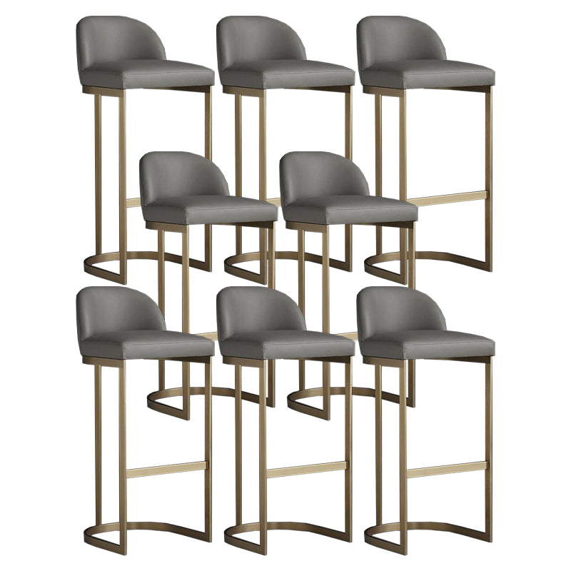 Modern Low Back Upholstered Indoor Bar Stools with Metal Base