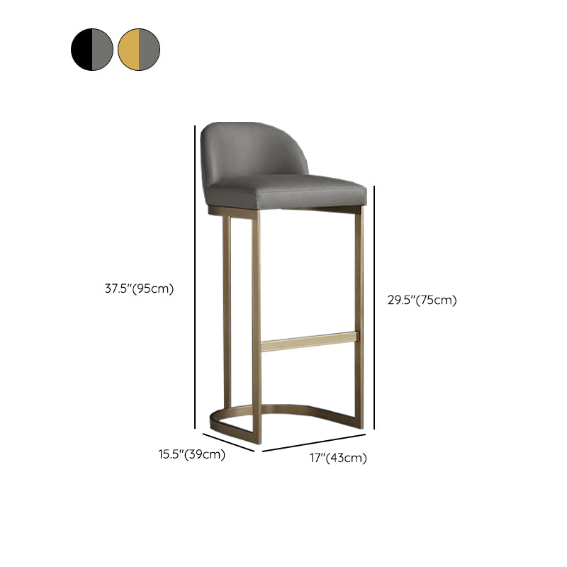 Modern Low Back Upholstered Indoor Bar Stools with Metal Base