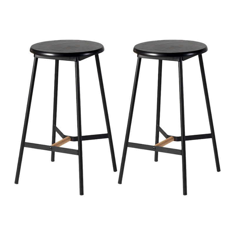 Contemporary Round Backless Armless Bar Stools with Metal Legs