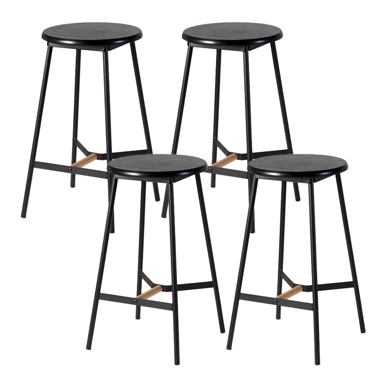 Contemporary Round Backless Armless Bar Stools with Metal Legs