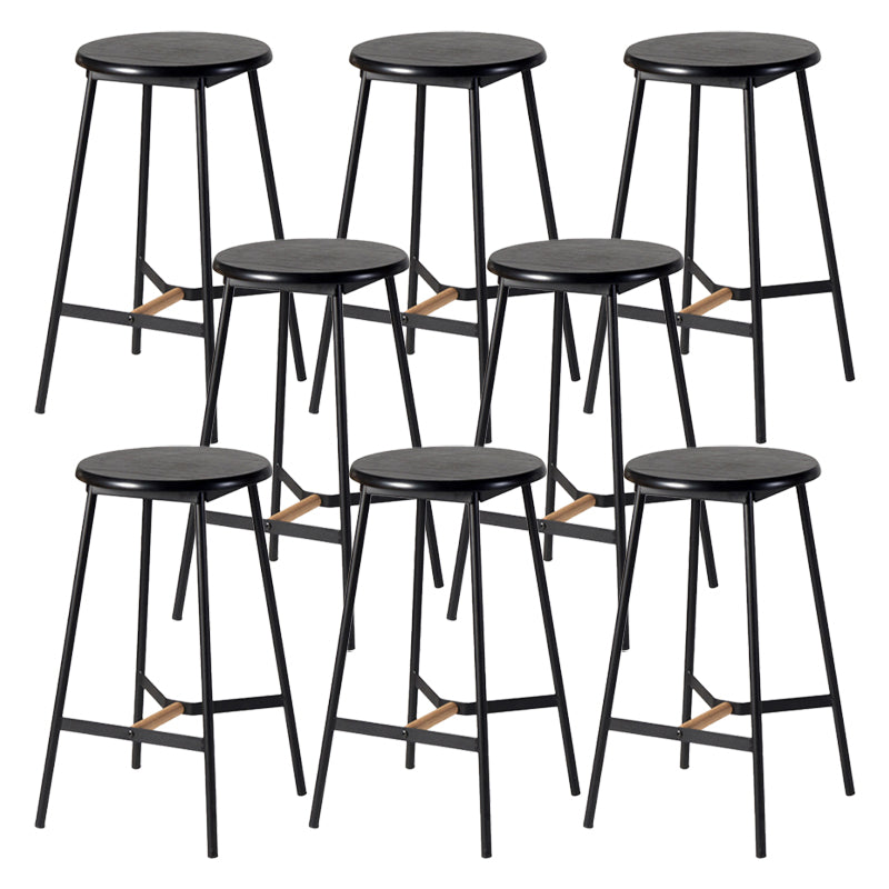 Contemporary Round Backless Armless Bar Stools with Metal Legs