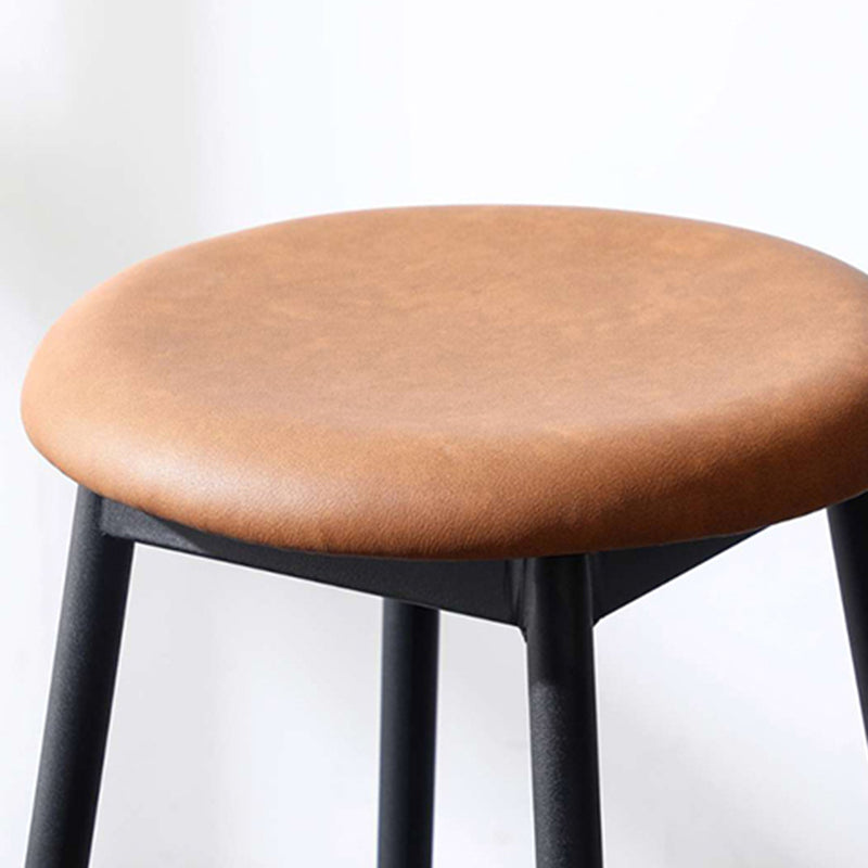 Contemporary Round Backless Armless Bar Stools with Metal Legs