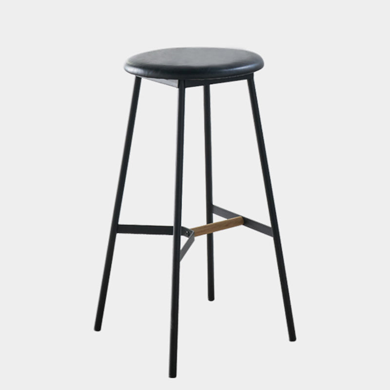 Contemporary Round Backless Armless Bar Stools with Metal Legs