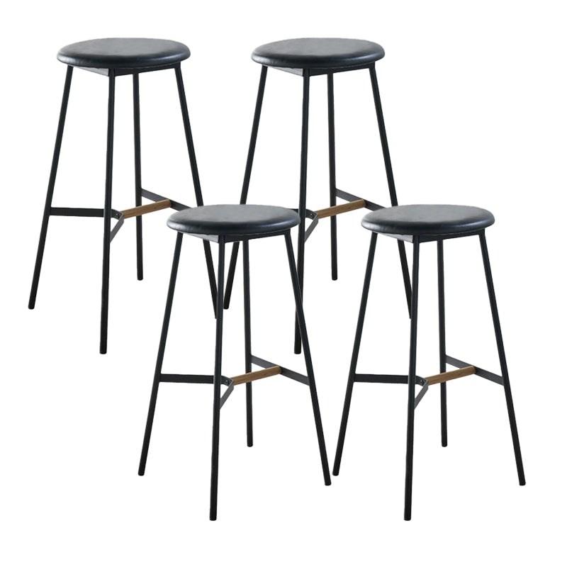 Contemporary Round Backless Armless Bar Stools with Metal Legs