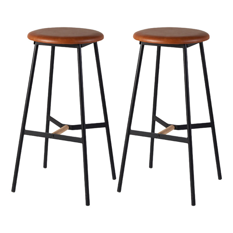 Contemporary Round Backless Armless Bar Stools with Metal Legs