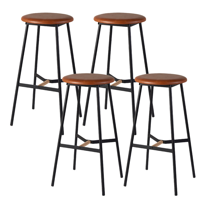 Contemporary Round Backless Armless Bar Stools with Metal Legs