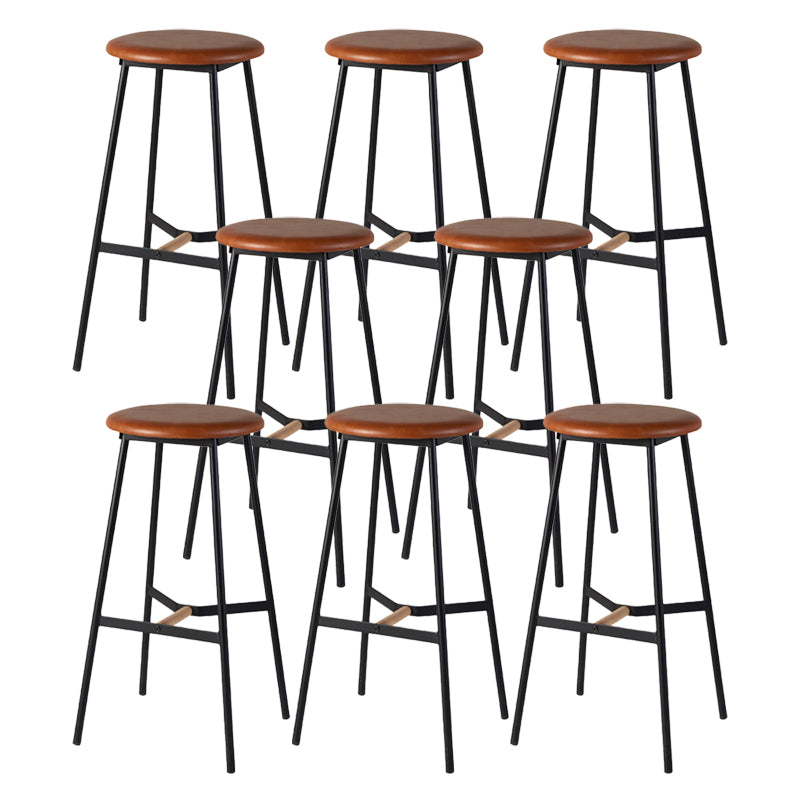 Contemporary Round Backless Armless Bar Stools with Metal Legs