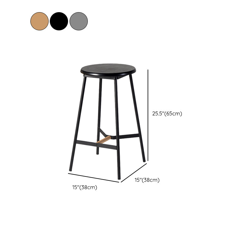 Contemporary Round Backless Armless Bar Stools with Metal Legs