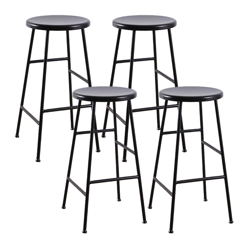 Contemporary Metal Legs Solid Wood Indoor Bar Stool with Footrest