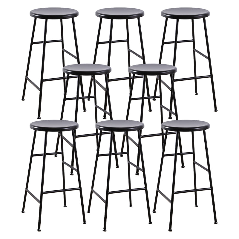Contemporary Metal Legs Solid Wood Indoor Bar Stool with Footrest
