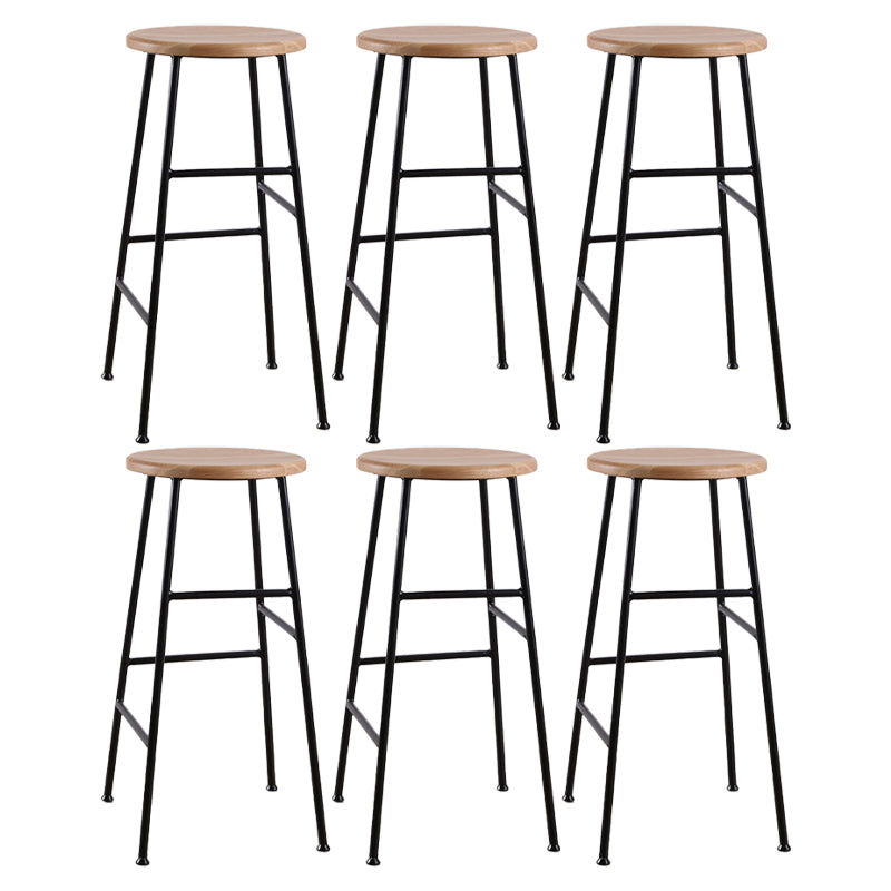 Contemporary Metal Legs Solid Wood Indoor Bar Stool with Footrest