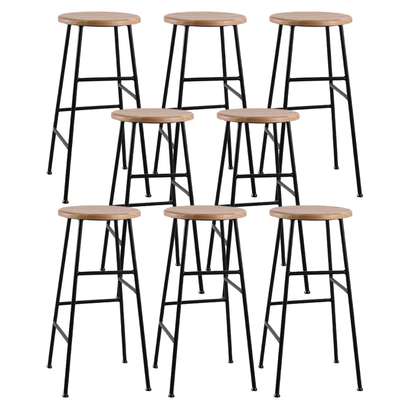 Contemporary Metal Legs Solid Wood Indoor Bar Stool with Footrest