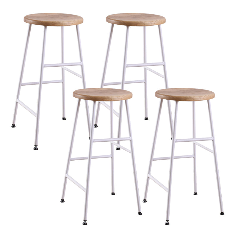 Contemporary Metal Legs Solid Wood Indoor Bar Stool with Footrest