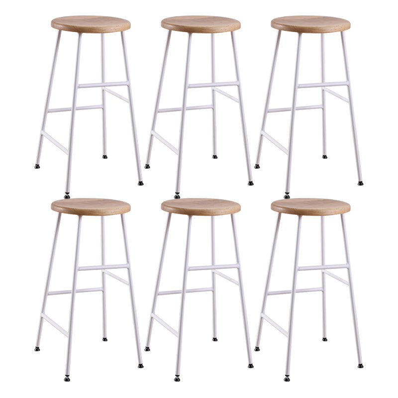 Contemporary Metal Legs Solid Wood Indoor Bar Stool with Footrest