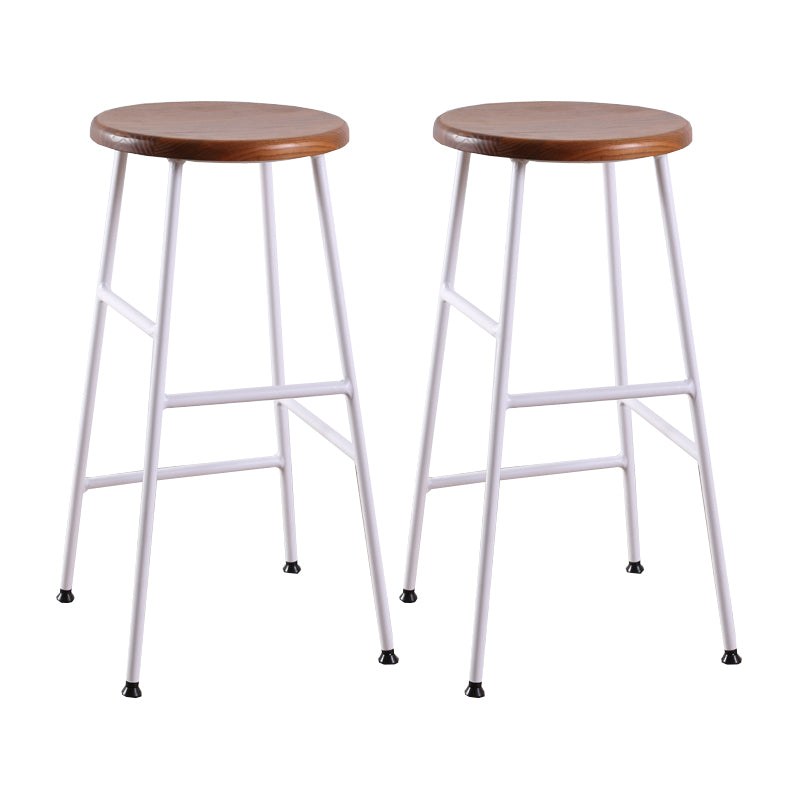 Contemporary Metal Legs Solid Wood Indoor Bar Stool with Footrest