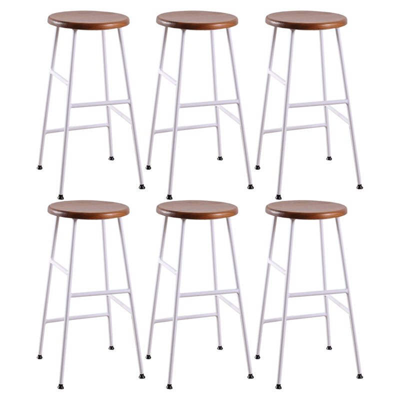 Contemporary Metal Legs Solid Wood Indoor Bar Stool with Footrest