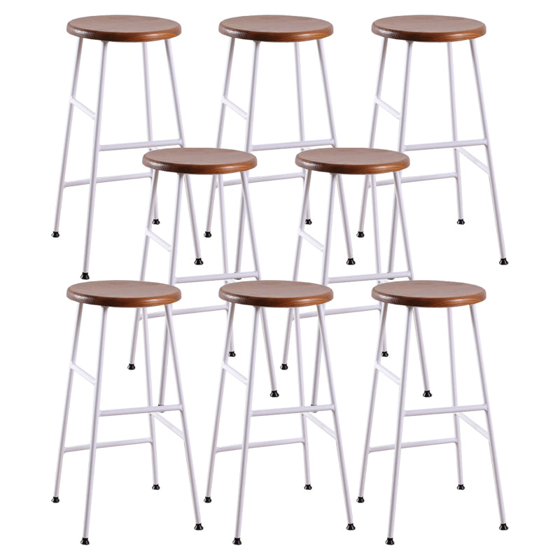 Contemporary Metal Legs Solid Wood Indoor Bar Stool with Footrest