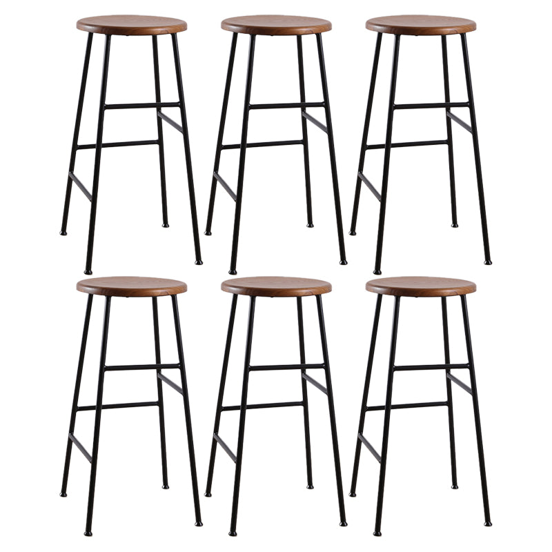 Contemporary Metal Legs Solid Wood Indoor Bar Stool with Footrest