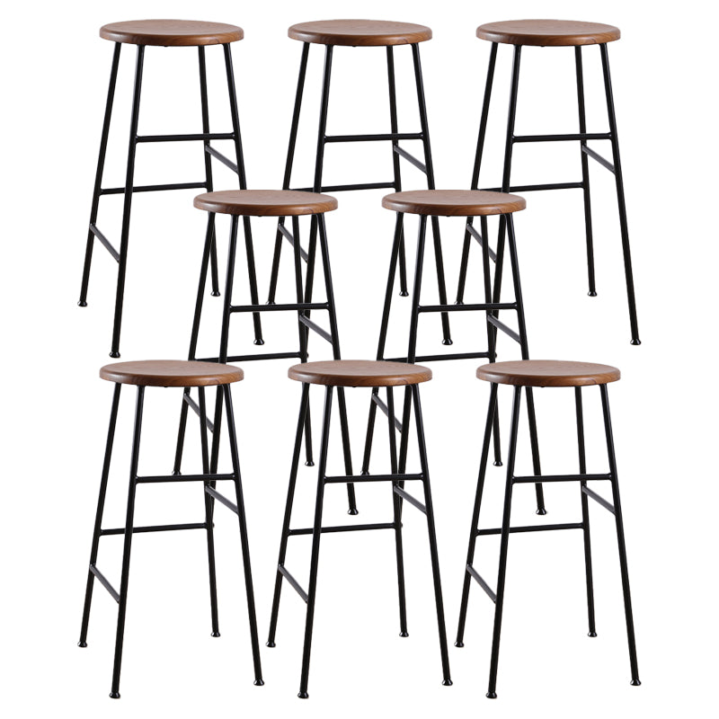 Contemporary Metal Legs Solid Wood Indoor Bar Stool with Footrest