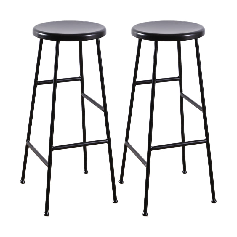 Contemporary Metal Legs Solid Wood Indoor Bar Stool with Footrest