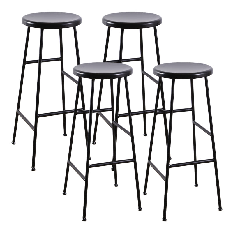 Contemporary Metal Legs Solid Wood Indoor Bar Stool with Footrest