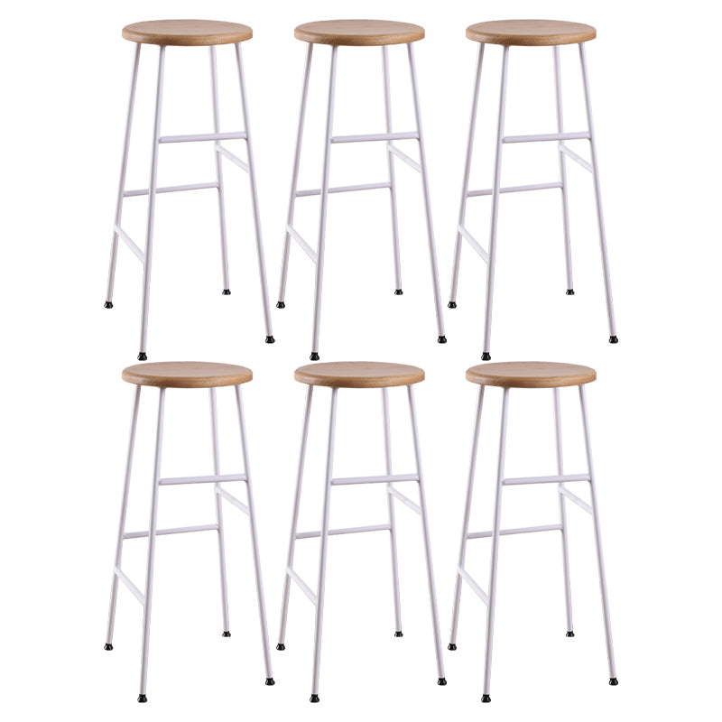 Contemporary Metal Legs Solid Wood Indoor Bar Stool with Footrest