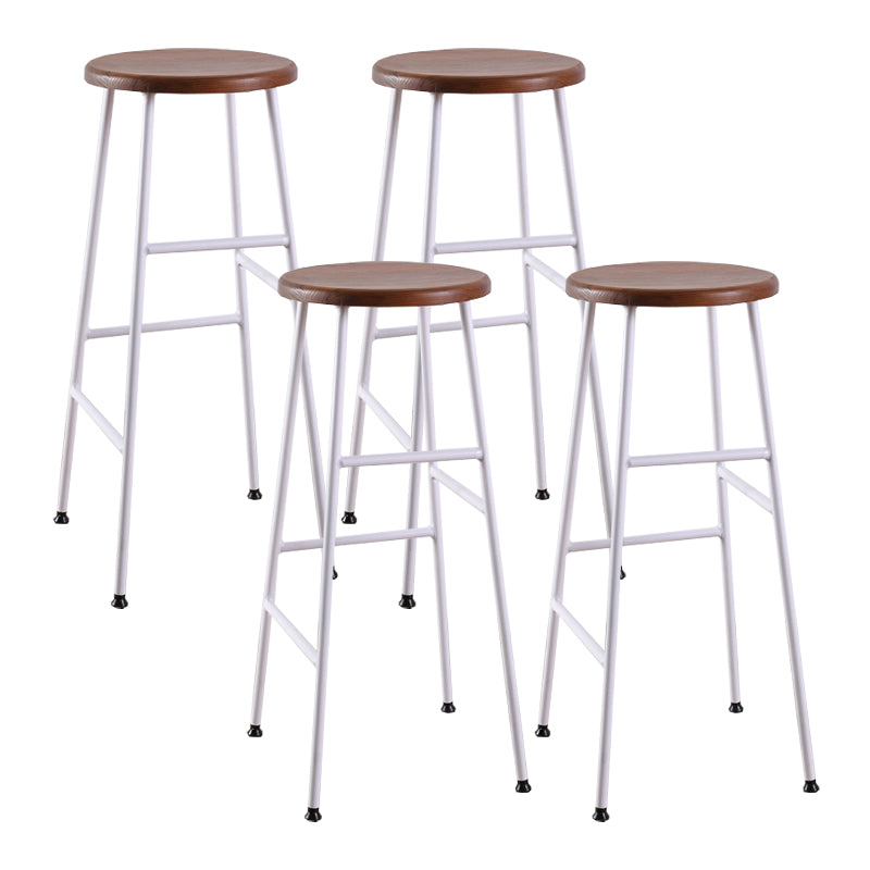 Contemporary Metal Legs Solid Wood Indoor Bar Stool with Footrest