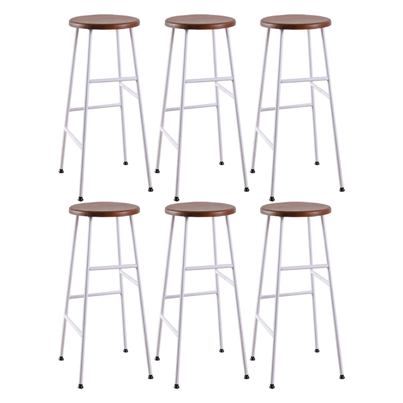 Contemporary Metal Legs Solid Wood Indoor Bar Stool with Footrest