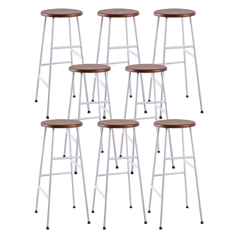 Contemporary Metal Legs Solid Wood Indoor Bar Stool with Footrest