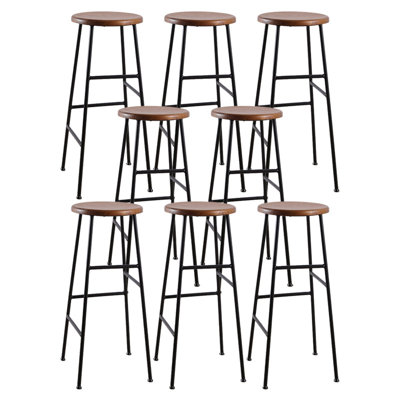 Contemporary Metal Legs Solid Wood Indoor Bar Stool with Footrest