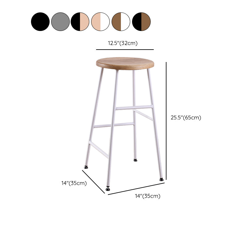 Contemporary Metal Legs Solid Wood Indoor Bar Stool with Footrest