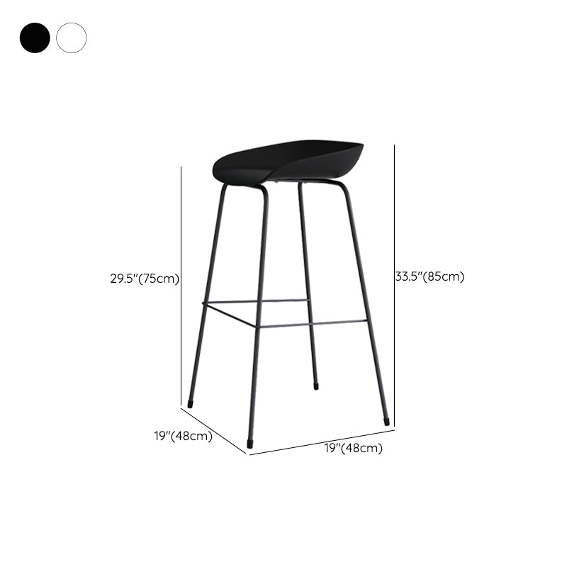 Contemporary Living Room Plastic low Back Bar Stool with Footrest