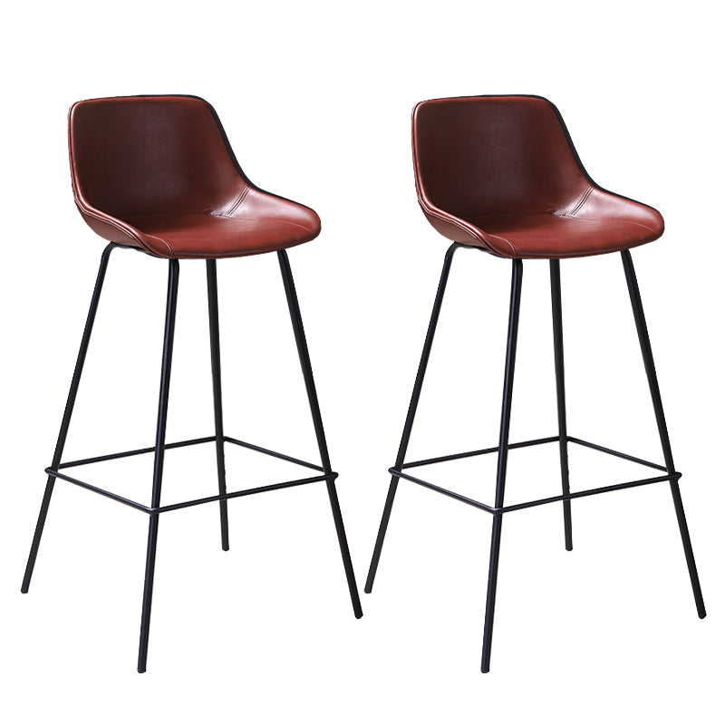 Industrial Metal Legs Faux Leather Indoor Bar Stool with Footrest
