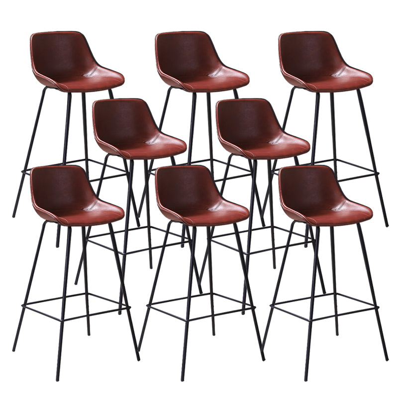 Industrial Metal Legs Faux Leather Indoor Bar Stool with Footrest