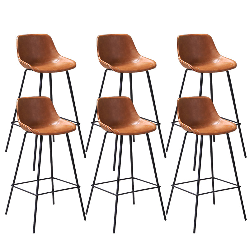 Industrial Metal Legs Faux Leather Indoor Bar Stool with Footrest