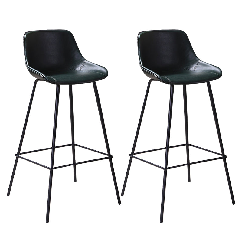 Industrial Metal Legs Faux Leather Indoor Bar Stool with Footrest
