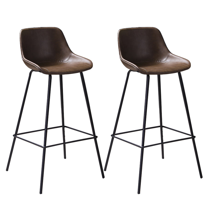Industrial Metal Legs Faux Leather Indoor Bar Stool with Footrest