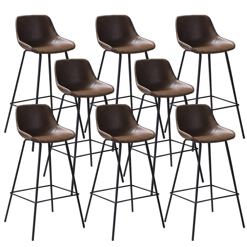 Industrial Metal Legs Faux Leather Indoor Bar Stool with Footrest