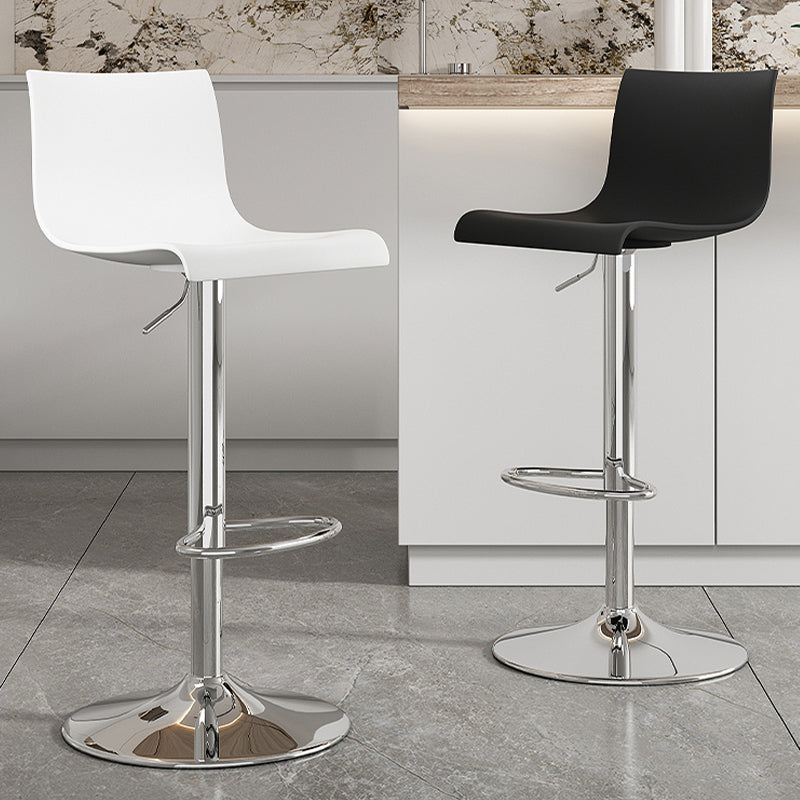 Modern Adjustable Height Swivel Plastic Low Back Bar Stool with Footrest