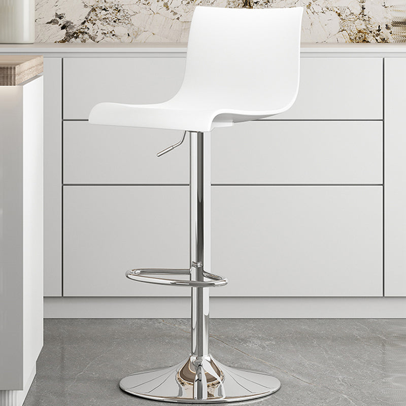Modern Adjustable Height Swivel Plastic Low Back Bar Stool with Footrest